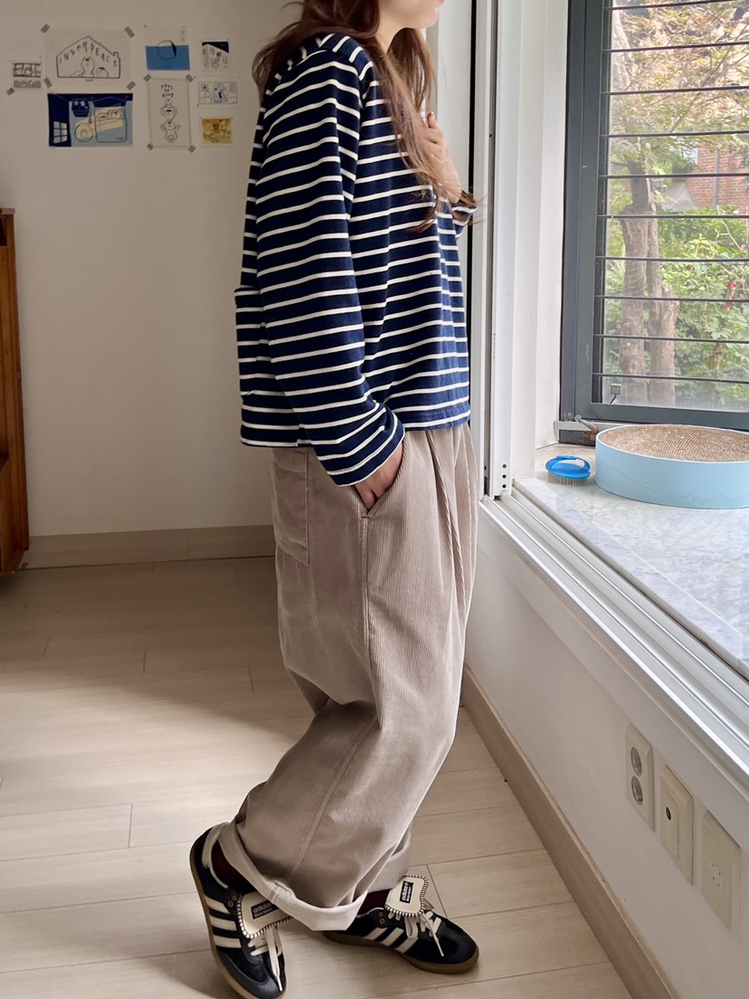 AT NOTE東大門㊣直郵女裝新品人氣真品25秋冬長袖T恤口袋刺繡AT NOTE長袖T恤