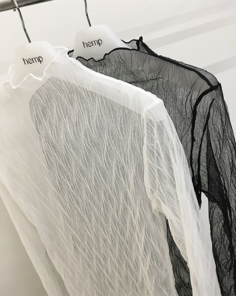 HEMP-P東大門㊣代購女裝新款職業時尚人氣休閑襯衫蕾絲衫透明hemp襯衫/蕾絲衫