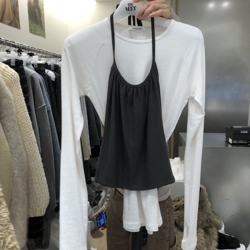 MEET ME東大門㊣實拍女裝新款25秋冬職業吊帶背心不含內搭MEET ME吊帶/背心圖色2