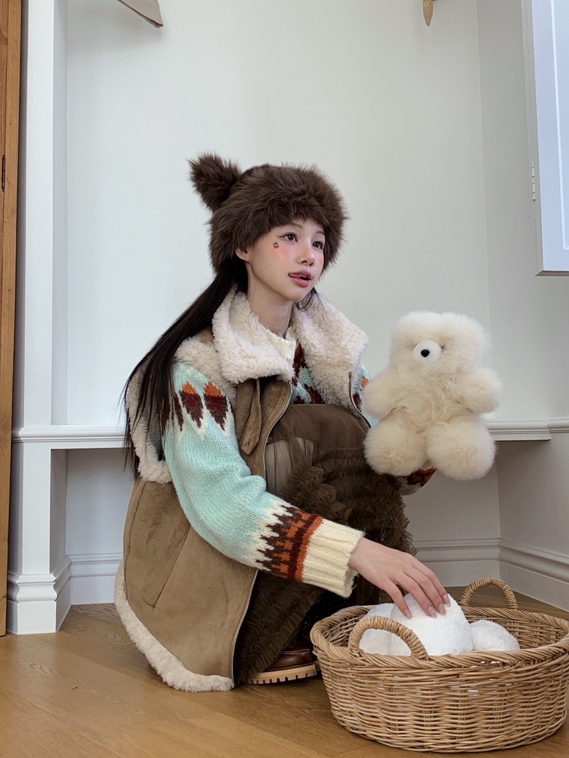 JKICHI韓國代購㊣女裝新款休閑人氣真品25秋冬職業帽子毛皮JKICHI帽子