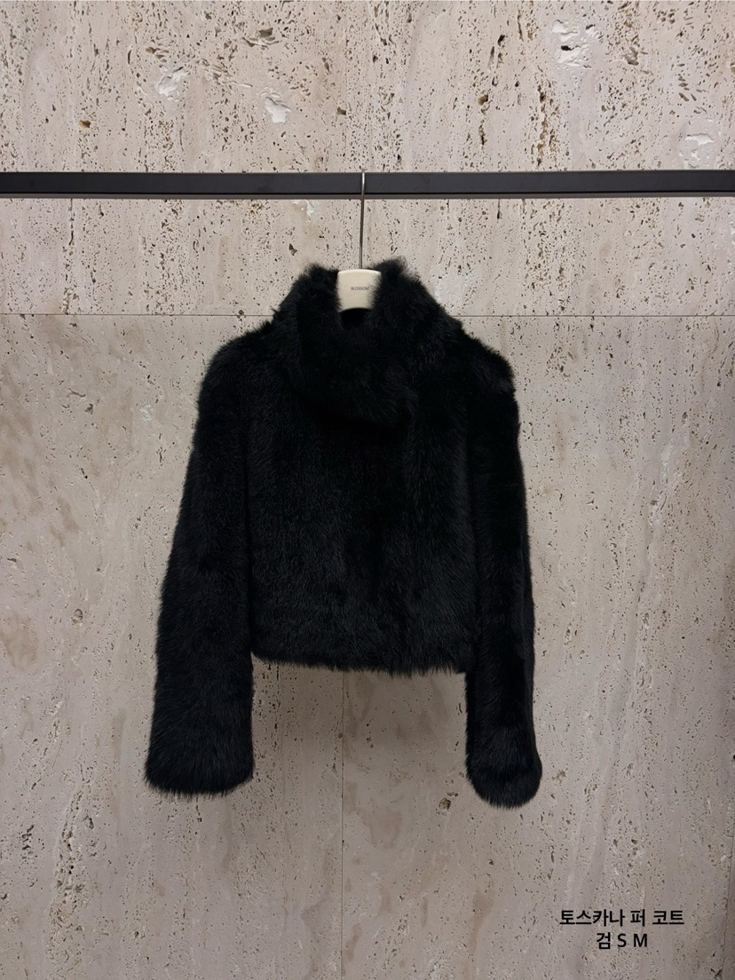 BLOSSOM東大門㊣代購女士新款時尚人氣中長款大衣皮草拉鏈短款BLOSSOM中長款大衣