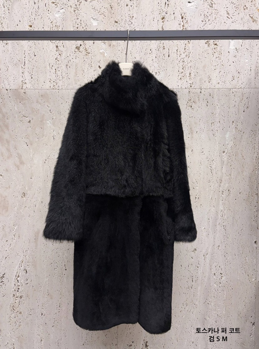 BLOSSOM東大門㊣代購女士新款時尚人氣中長款大衣皮草拉鏈短款BLOSSOM中長款大衣