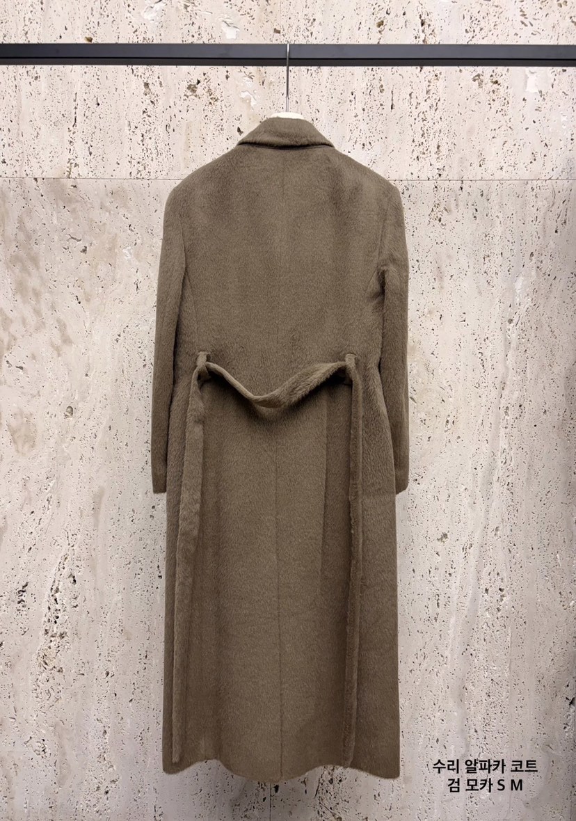 BLOSSOM韓國代購㊣女裝新款熱賣職業中長款大衣羊駝毛含腰帶BLOSSOM中長款大衣