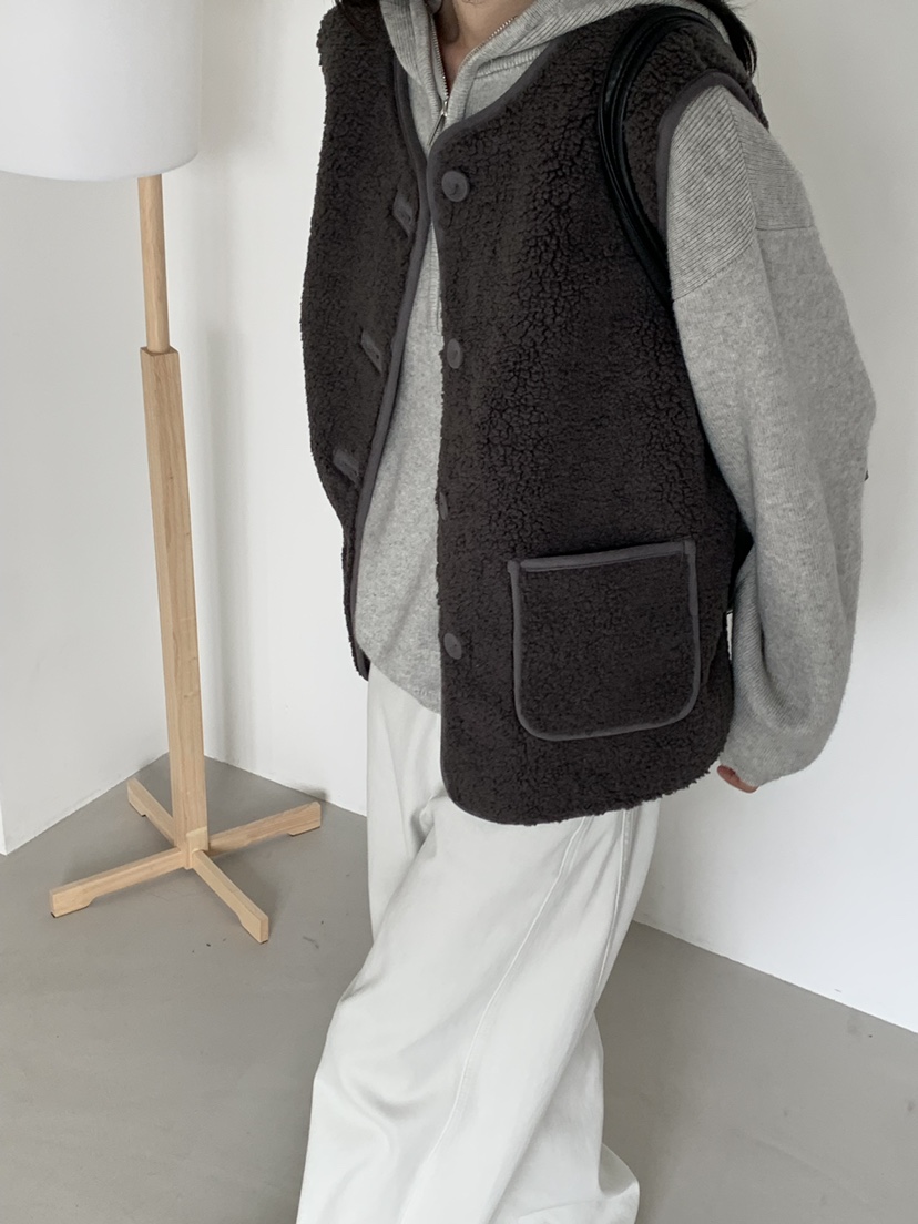 RIVER RAIN韓國直郵㊣女士新款人氣時尚25秋冬馬甲羊毛混紡RIVER RAIN馬甲