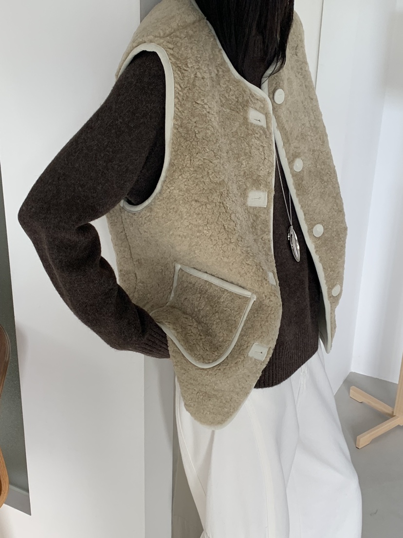 RIVER RAIN韓國直郵㊣女士新款人氣時尚25秋冬馬甲羊毛混紡RIVER RAIN馬甲