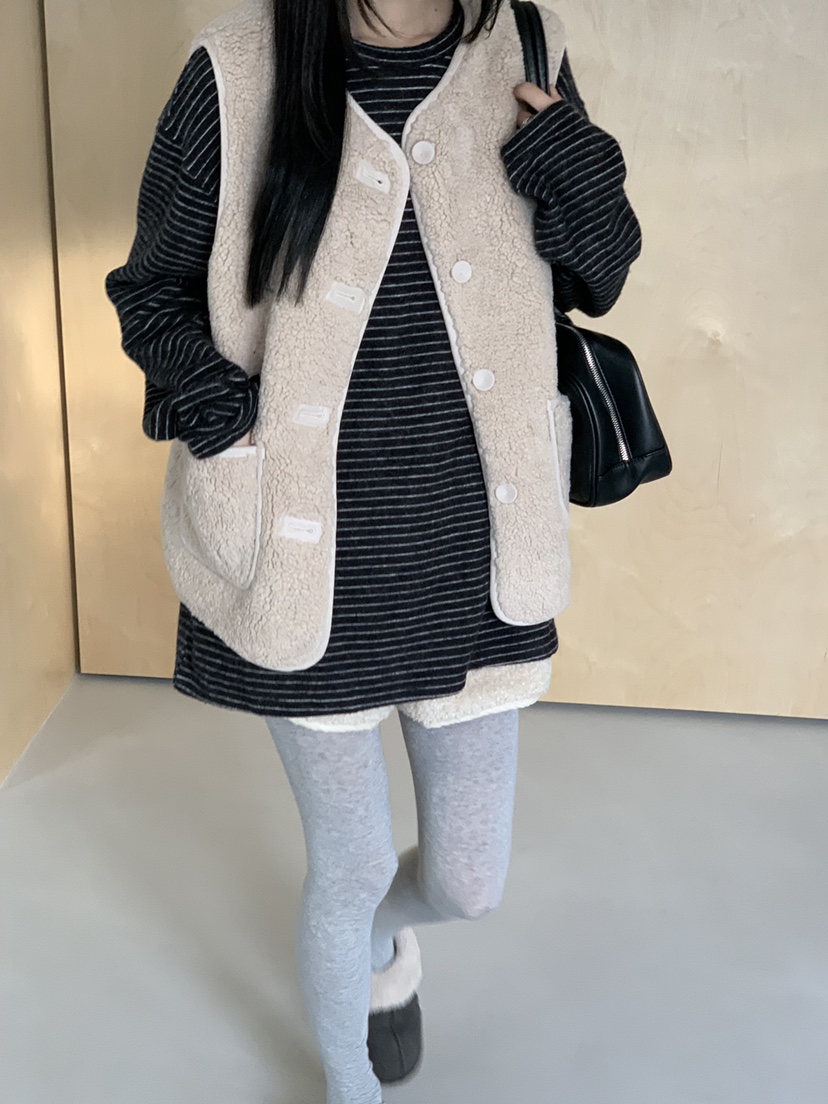 RIVER RAIN韓國直郵㊣女士新款人氣時尚25秋冬馬甲羊毛混紡RIVER RAIN馬甲圖色2