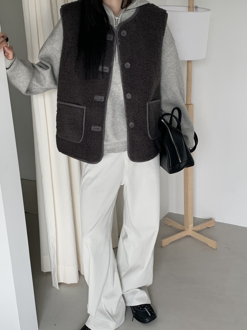 RIVER RAIN韓國直郵㊣女士新款人氣時尚25秋冬馬甲羊毛混紡RIVER RAIN馬甲圖色3