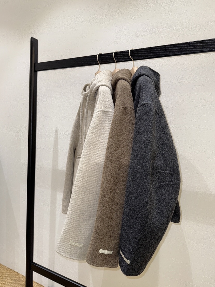 NDE韓國代購㊣女裝新品休閑25秋冬人氣真品短款大衣手工連帽NDE短款大衣