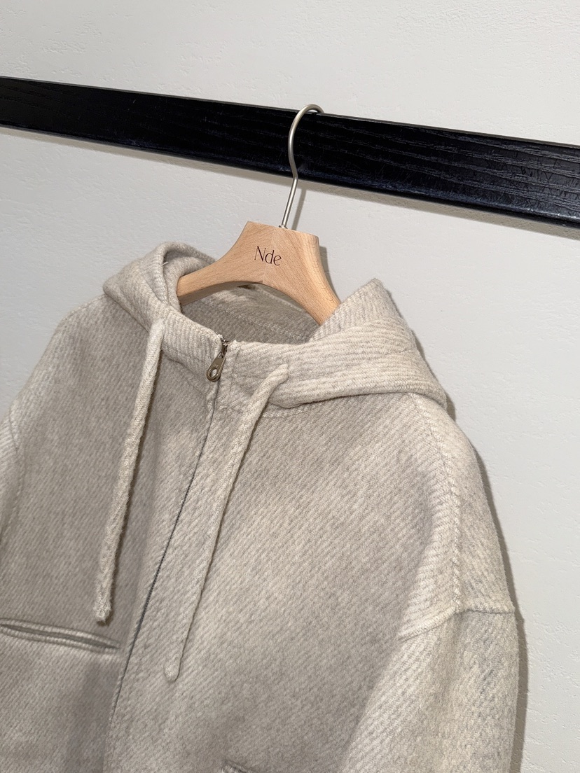 NDE韓國代購㊣女裝新品休閑25秋冬人氣真品短款大衣手工連帽NDE短款大衣