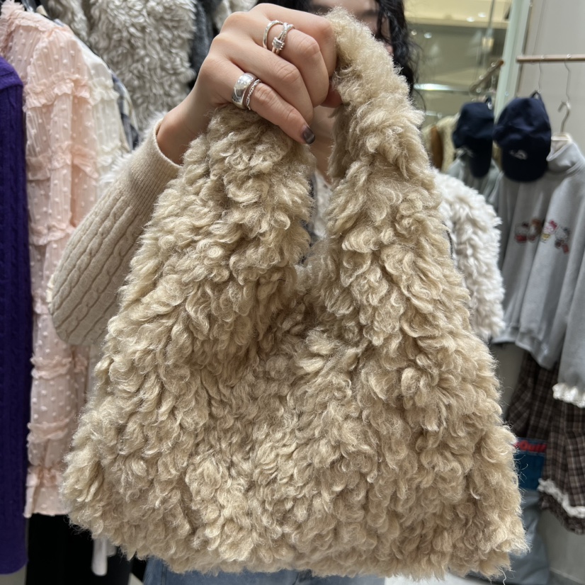 BY FLOW東大門㊣代購女士新款真品人氣休閑25秋冬手提包羊毛BY FLOW手提包圖色2