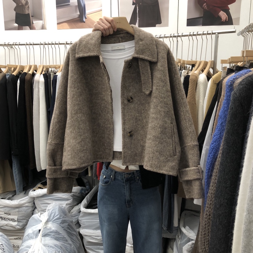 MOI-A東大門㊣代購女裝新款推薦休閑短款大衣不含內搭手工MOI-A短款大衣圖色2