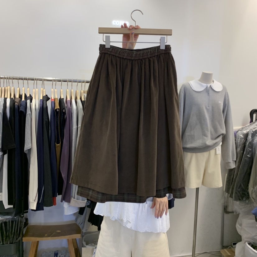 TAN&COMO韓國直郵㊣女裝新品時尚25秋冬休閑半身裙中短裙tan-COMO半身裙/中短裙