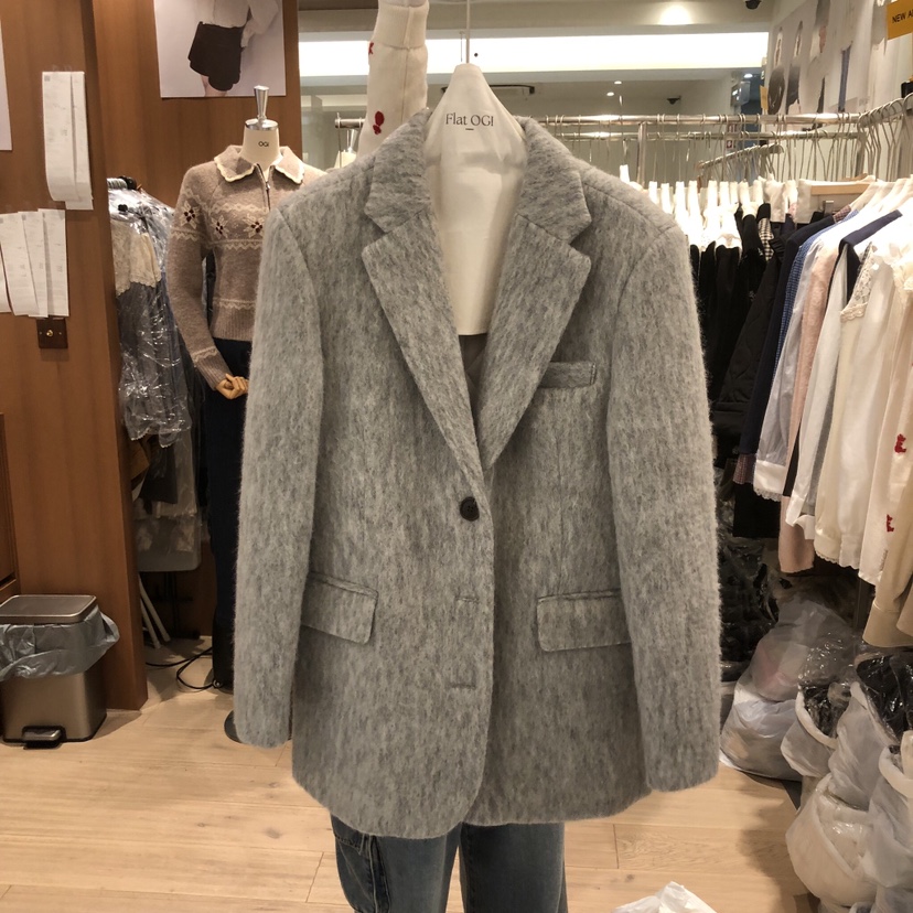 OGI東大門㊣代購女士新款休閑25秋冬人氣時尚職業短款大衣羊毛FLat OGI短款大衣圖色2