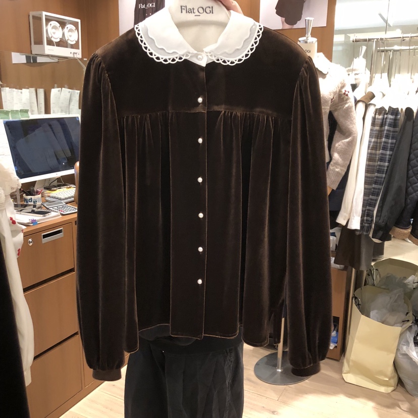 OGI韓國直郵㊣女士新品熱賣25秋冬時尚職業推薦人氣襯衫蕾絲衫FLat OGI襯衫/蕾絲衫