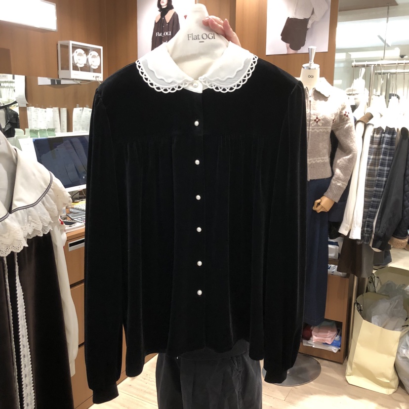 OGI韓國直郵㊣女士新品熱賣25秋冬時尚職業推薦人氣襯衫蕾絲衫FLat OGI襯衫/蕾絲衫圖色2