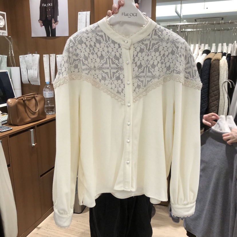 OGI韓國代購㊣女士新款休閑真品職業25秋冬時尚推薦襯衫蕾絲衫FLat OGI襯衫/蕾絲衫圖色2