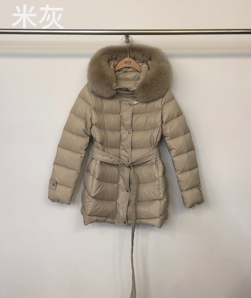 TWENTY FOUR SEVEN24-7東大門㊣直郵女士新品職業短款羽絨服含腰帶鴨絨TEWNTY FOUR SEVEN24-7短款羽絨服圖色2灰米色