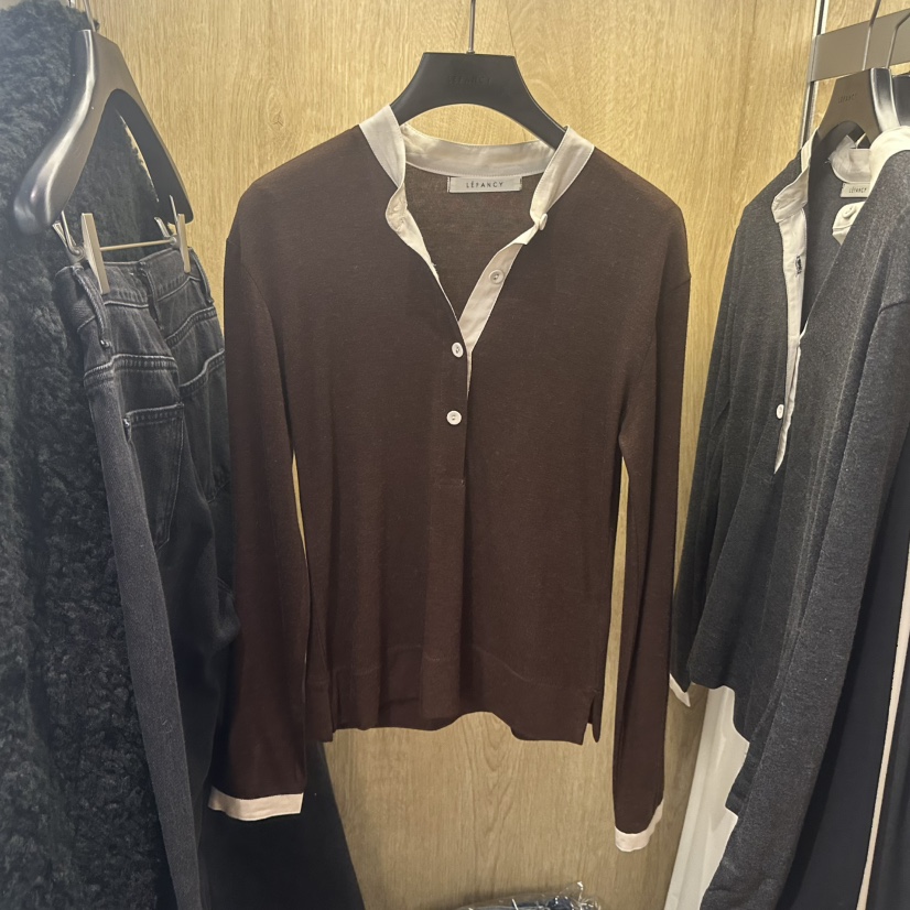 LEFANCY韓國直郵㊣女裝新品熱賣真品職業推薦長袖T恤復古紐扣LEFANCY長袖T恤