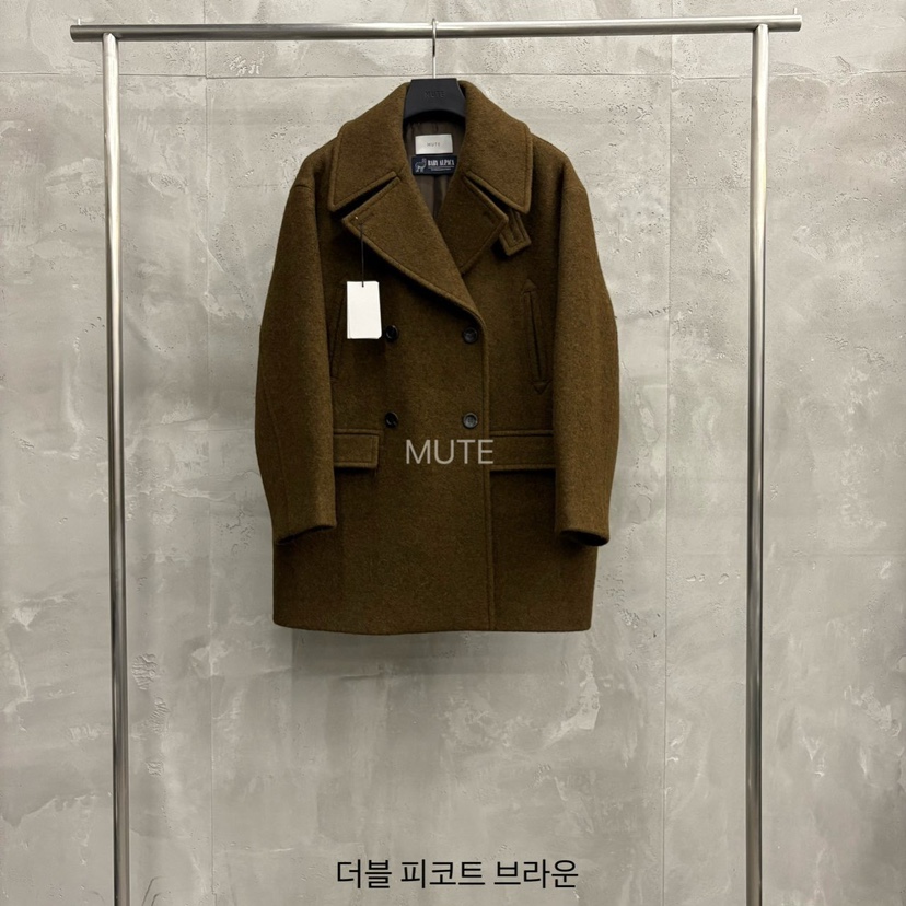 MUTE-P東大門㊣直郵女裝新品時尚職業熱賣休閑中長款大衣雙層MUTE中長款大衣圖色2