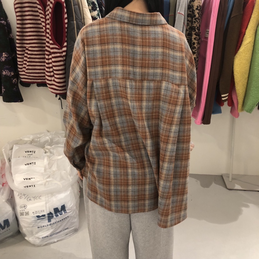 VENTI東大門㊣直郵女裝新款25秋冬人氣休閑襯衫蕾絲衫格紋抓絨VENTI襯衫/蕾絲衫