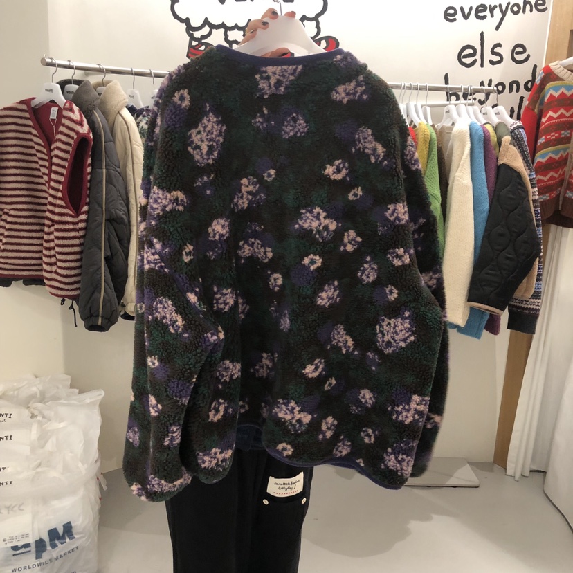 VENTI韓國代購㊣女士新品25秋冬推薦時尚夾克連帽衫抓絨花朵VENTI夾克