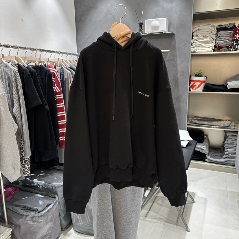 OPEN東大門㊣實拍女裝新款熱賣職業時尚衛衣連帽衫加絨抓絨OPEN衛衣圖色2