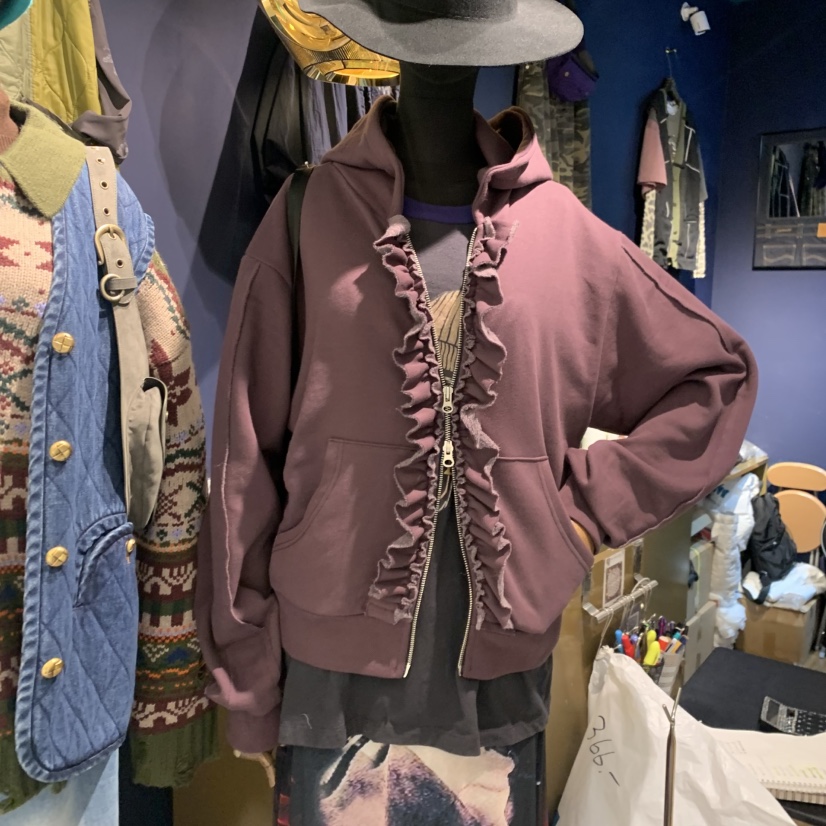 MERCI LINDA東大門㊣代購女裝新品熱賣夾克連帽拉鏈衫荷葉邊加絨MERCI LINDA夾克