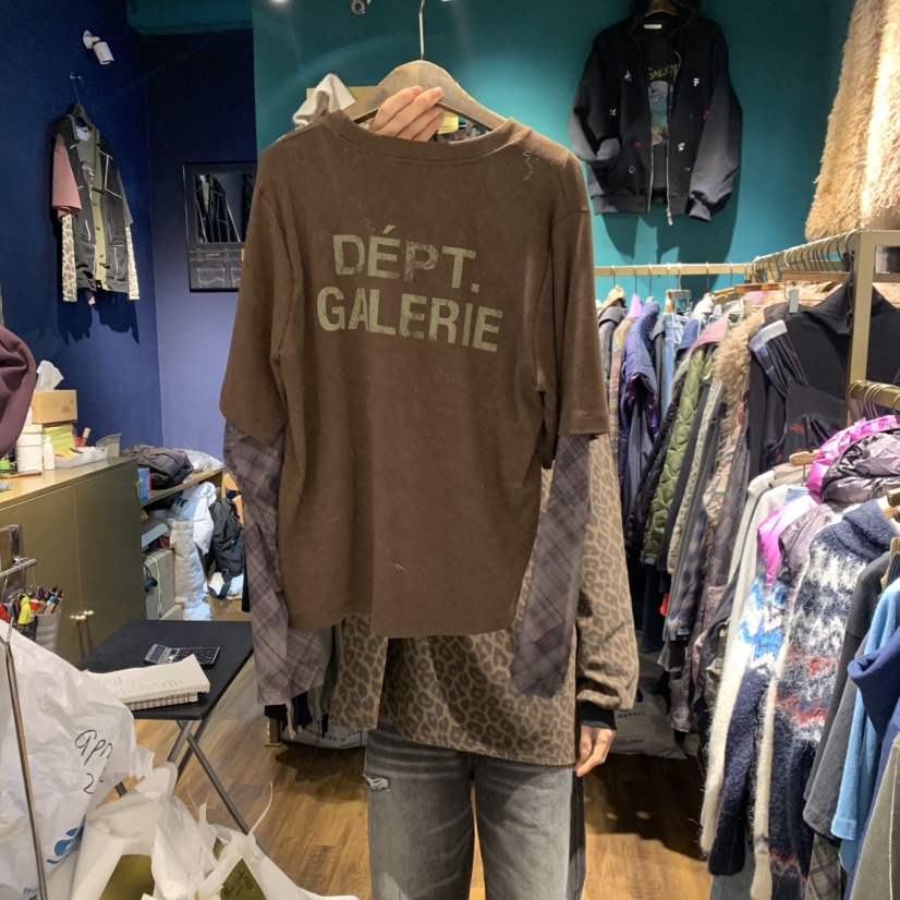 MERCI LINDA東大門㊣代購女士新品時尚25秋冬長袖T恤假兩件格紋MERCI LINDA長袖T恤