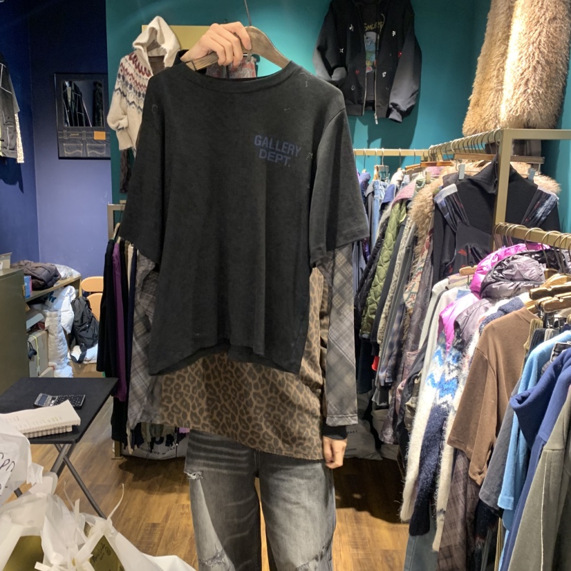 MERCI LINDA東大門㊣代購女士新品時尚25秋冬長袖T恤假兩件格紋MERCI LINDA長袖T恤圖色2