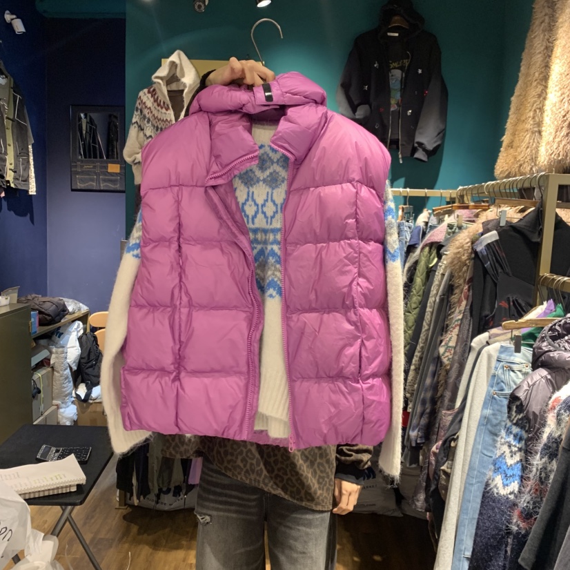 MERCI LINDA東大門㊣實拍女裝新品熱賣馬甲不含內搭連帽絨鴨MERCI LINDA馬甲