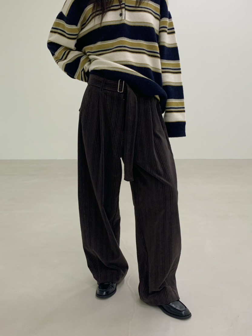 OURS韓國直郵㊣女裝新款職業時尚25秋冬休閑褲含腰帶燈芯絨OURS休閑褲