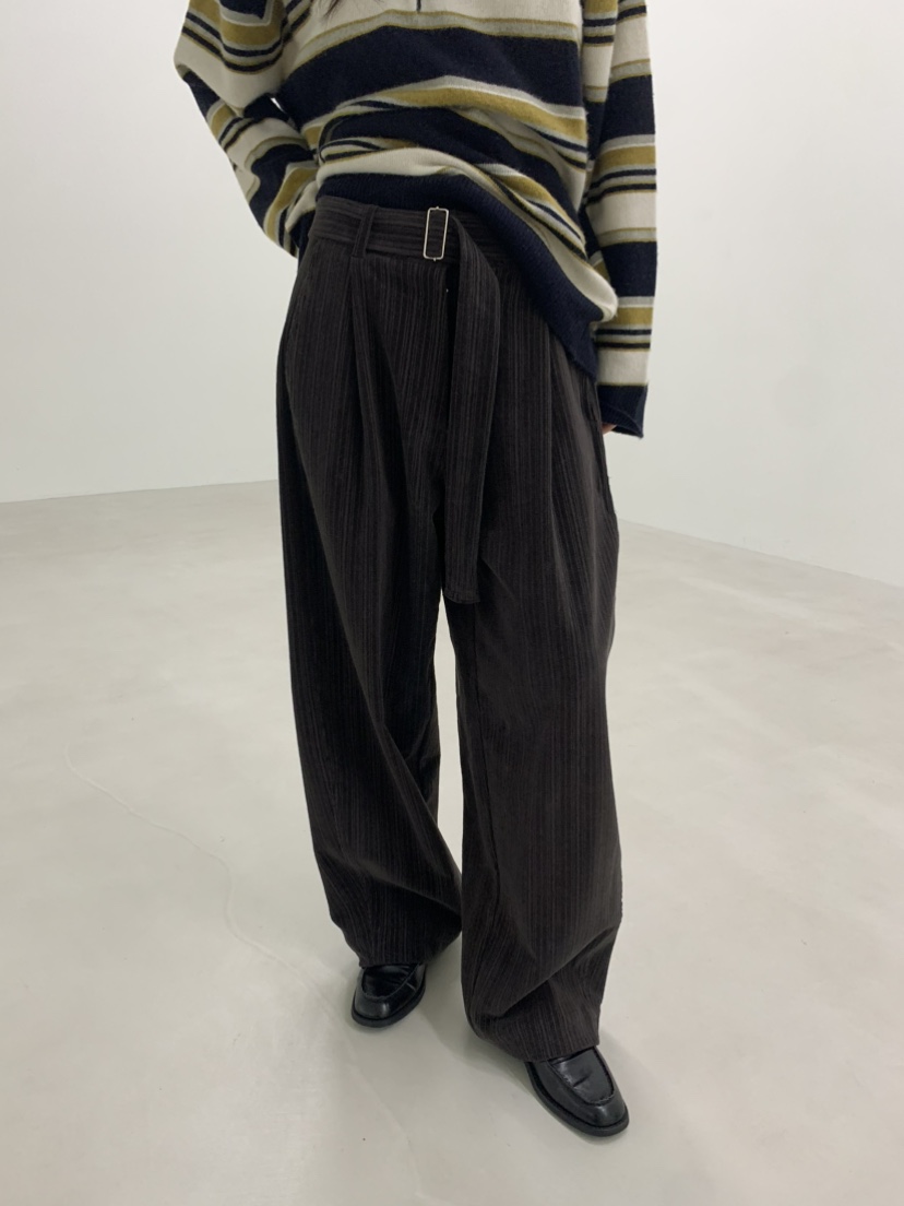 OURS韓國直郵㊣女裝新款職業時尚25秋冬休閑褲含腰帶燈芯絨OURS休閑褲