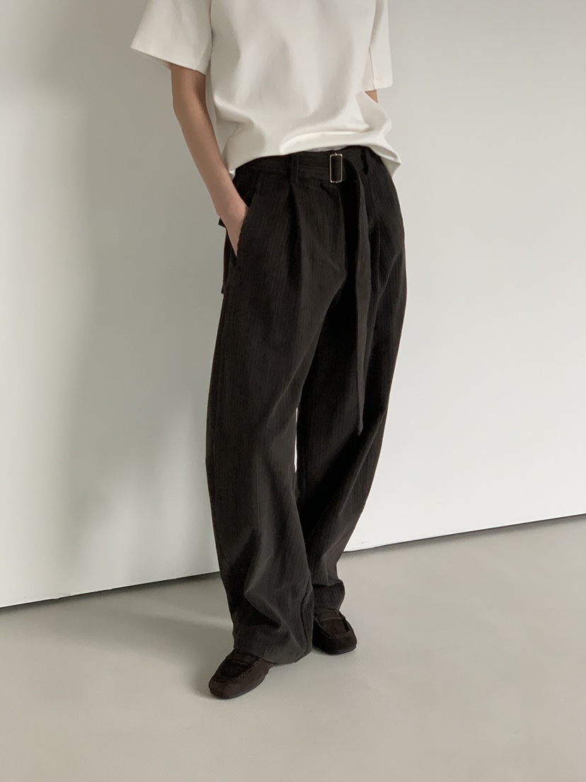 OURS韓國直郵㊣女裝新款職業時尚25秋冬休閑褲含腰帶燈芯絨OURS休閑褲