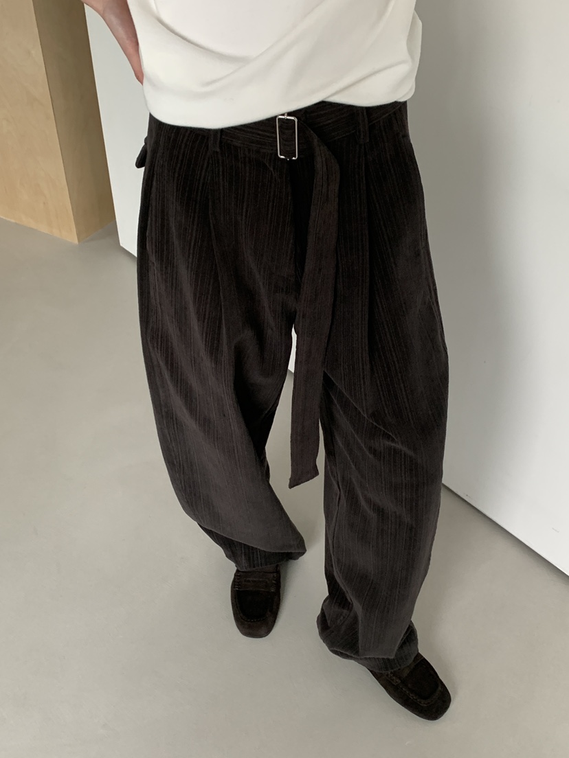 OURS韓國直郵㊣女裝新款職業時尚25秋冬休閑褲含腰帶燈芯絨OURS休閑褲