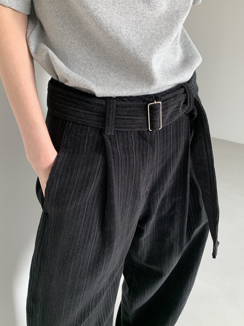 OURS韓國直郵㊣女裝新款職業時尚25秋冬休閑褲含腰帶燈芯絨OURS休閑褲