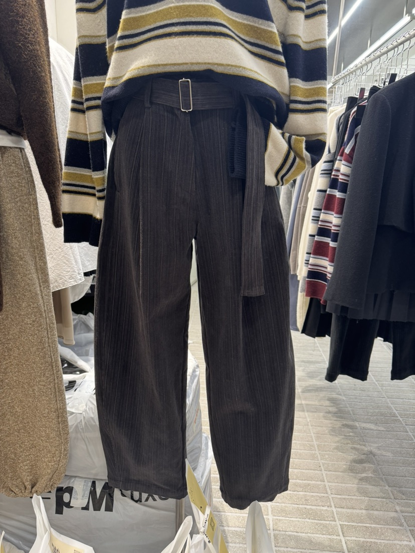 OURS韓國直郵㊣女裝新款職業時尚25秋冬休閑褲含腰帶燈芯絨OURS休閑褲