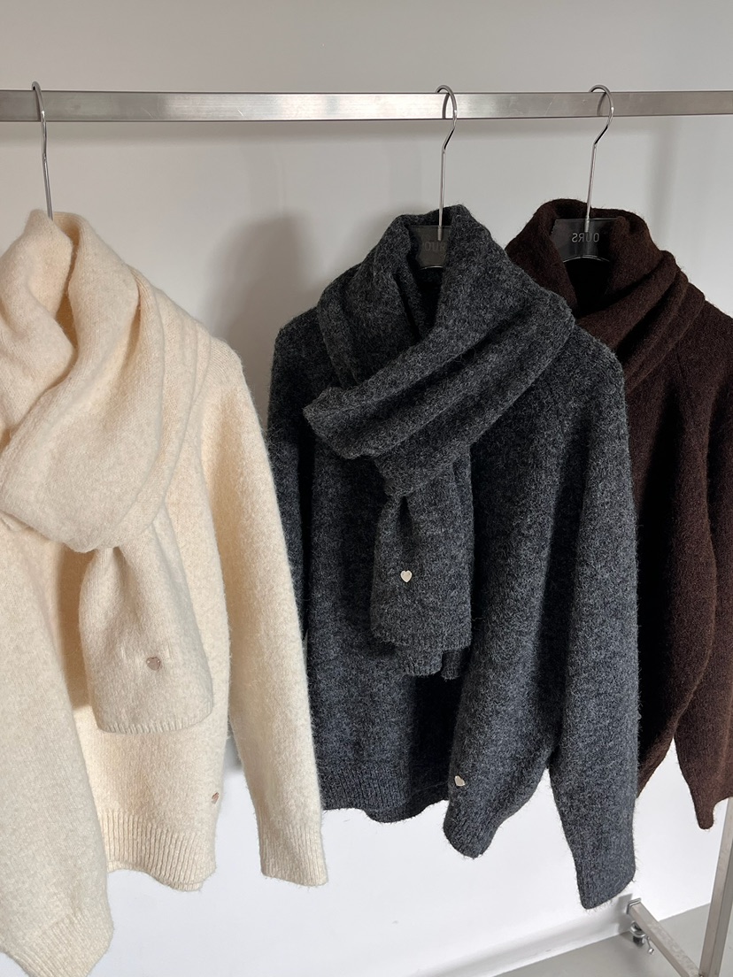 OURS東大門㊣代購女裝新品職業人氣真品25秋冬針織衫含圍巾OURS針織衫