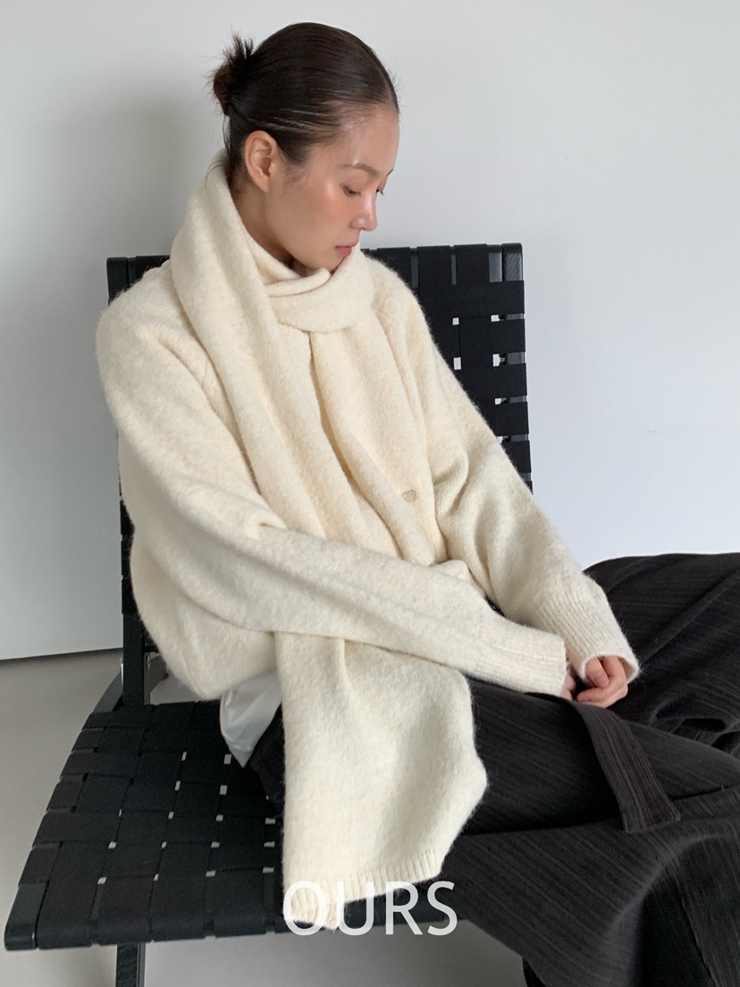 OURS東大門㊣代購女裝新品職業人氣真品25秋冬針織衫含圍巾OURS針織衫