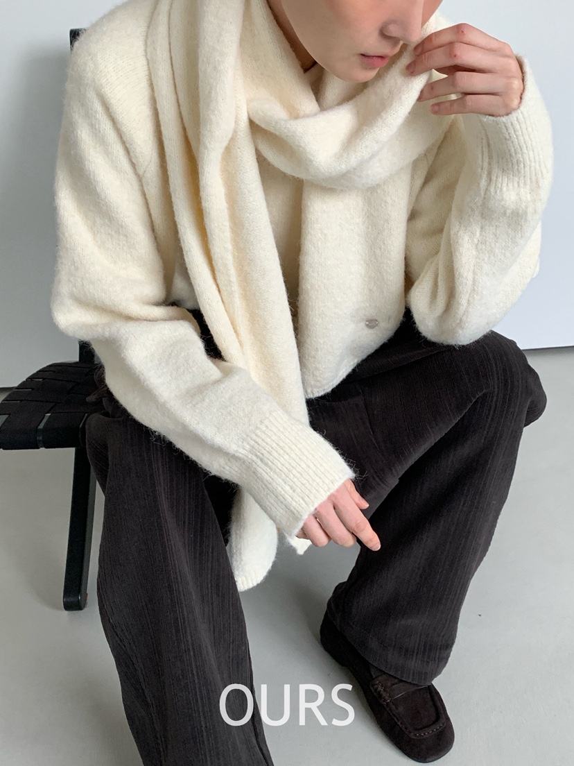 OURS東大門㊣代購女裝新品職業人氣真品25秋冬針織衫含圍巾OURS針織衫