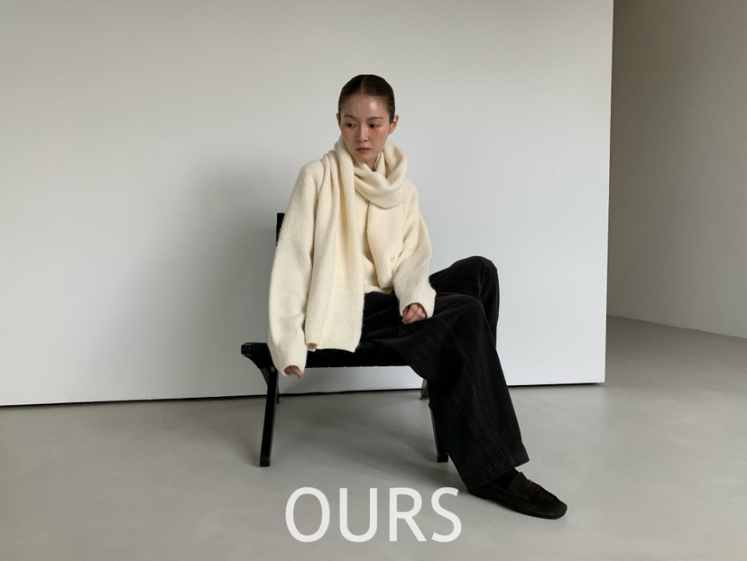 OURS東大門㊣代購女裝新品職業人氣真品25秋冬針織衫含圍巾OURS針織衫