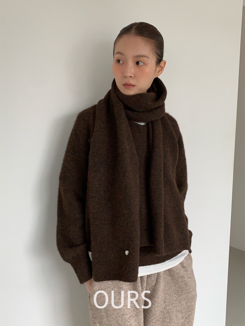 OURS東大門㊣代購女裝新品職業人氣真品25秋冬針織衫含圍巾OURS針織衫