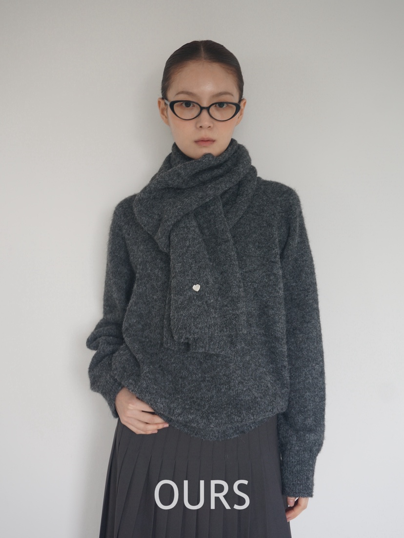 OURS東大門㊣代購女裝新品職業人氣真品25秋冬針織衫含圍巾OURS針織衫