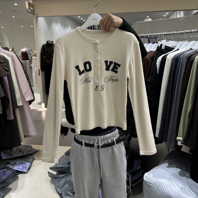 BENE韓國直郵㊣女裝新款真品熱賣時尚休閑人氣職業推薦長袖T恤BENE長袖T恤圖色2