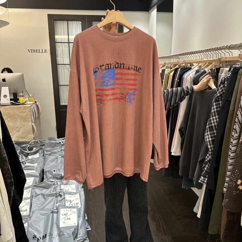VIBELLE東大門㊣直郵女士新品推薦休閑25秋冬時尚熱賣長袖T恤VIBELLE長袖T恤