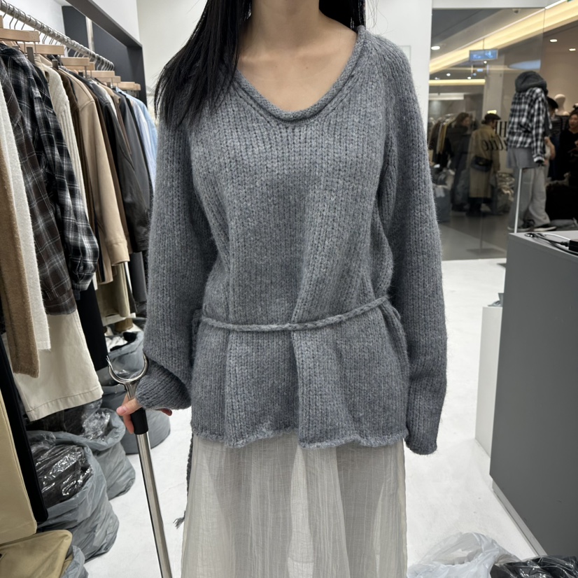 THE VALUE韓國直郵㊣女士新款時尚休閑25秋冬推薦針織衫V領THE VALUE針織衫