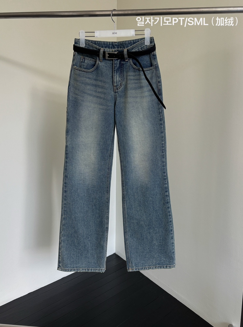 BENE東大門㊣實拍女裝新款時尚真品25秋冬人氣牛仔褲不含腰帶BENE牛仔褲