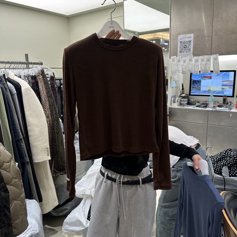 BENE東大門㊣實拍女裝新品真品職業人氣熱賣25秋冬推薦長袖T恤BENE長袖T恤圖色5棕色