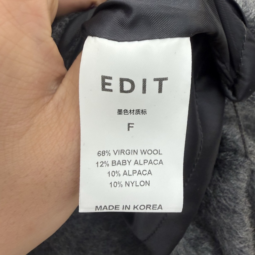 EDIT韓國代購㊣女士新款真品時尚職業25秋冬中長款大衣含腰帶EDIT中長款大衣