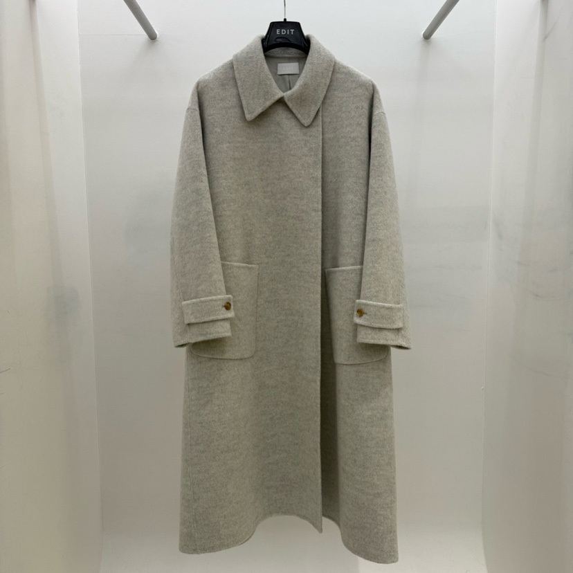 EDIT韓國代購㊣女士新款真品時尚職業25秋冬中長款大衣含腰帶EDIT中長款大衣
