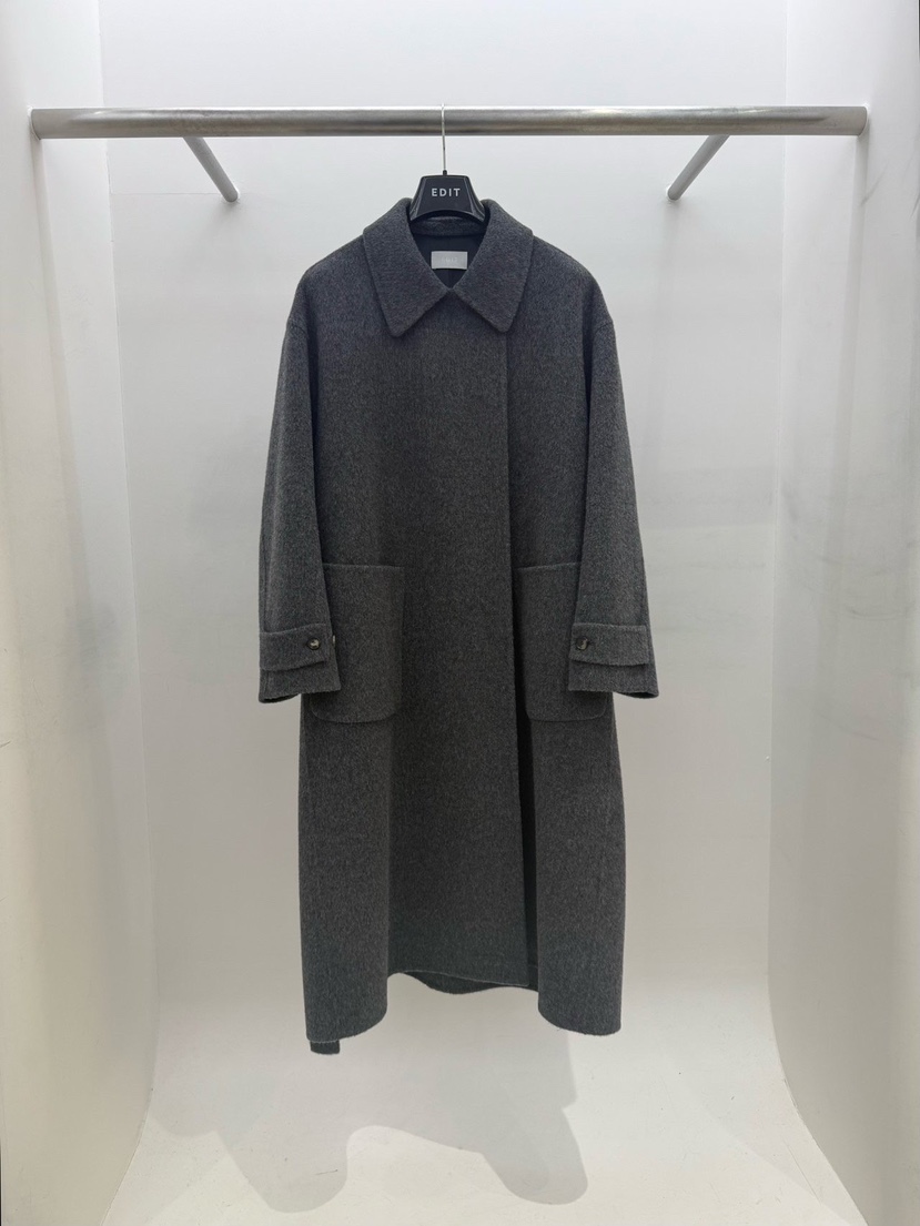 EDIT韓國代購㊣女士新款真品時尚職業25秋冬中長款大衣含腰帶EDIT中長款大衣圖色2